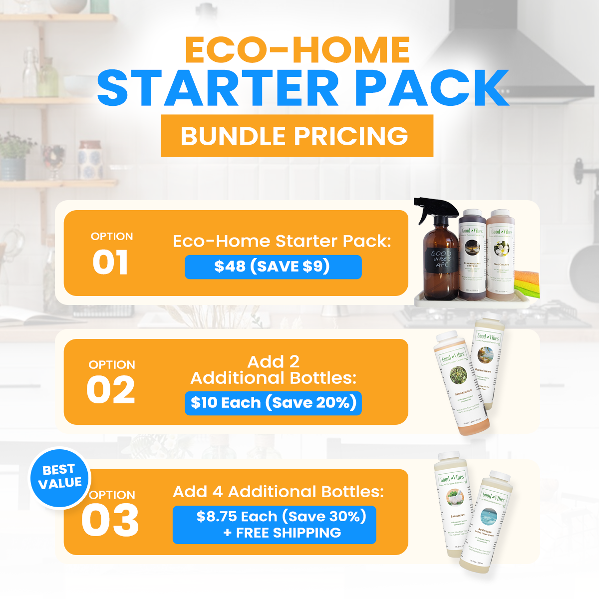 Eco-Home Starter Pack Bundle by Good Vibes Clean
